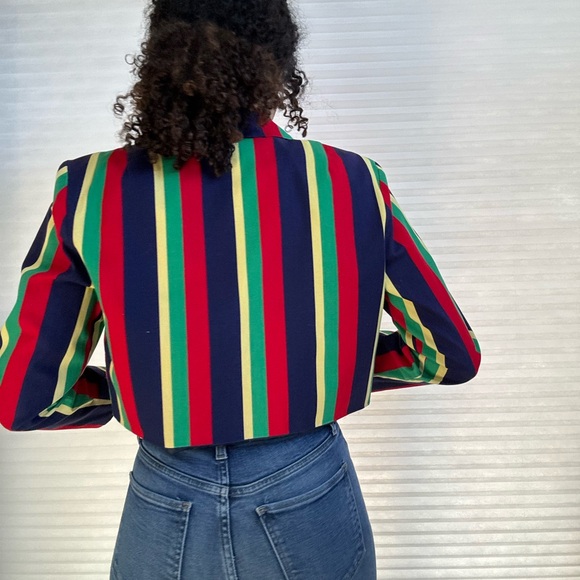 California designs  by Dorothy Samuel Vintage Striped Multicolor Cropped Jacket - Picture 7 of 15